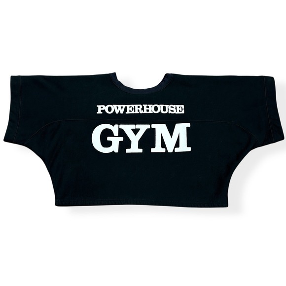 Vintage Powerhouse Gym Crop Sweatshirt Men's Size 2XL Black Gym Grunge Boxy 90s